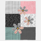 In bonte kleuren patchwork rustiek patroon fleece deken (Voorkant)