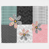In bonte kleuren patchwork rustiek patroon fleece deken (Voorkant (Horizontaal))