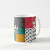 In bonte kleuren patchwork rustiek patroon koffiemok (Voorkant rechts)