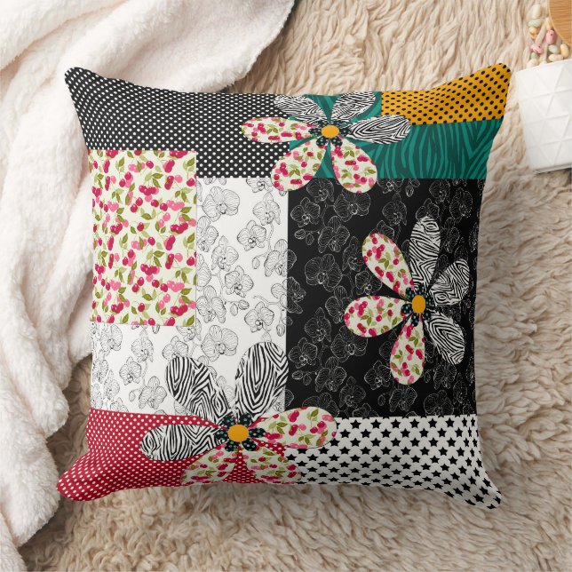 In bonte kleuren patchwork rustiek patroon kussen (Deken)
