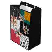 In bonte kleuren patchwork rustiek patroon medium cadeauzakje (Achterkant Gekanteld)