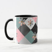 In bonte kleuren patchwork rustiek patroon mok (Links)