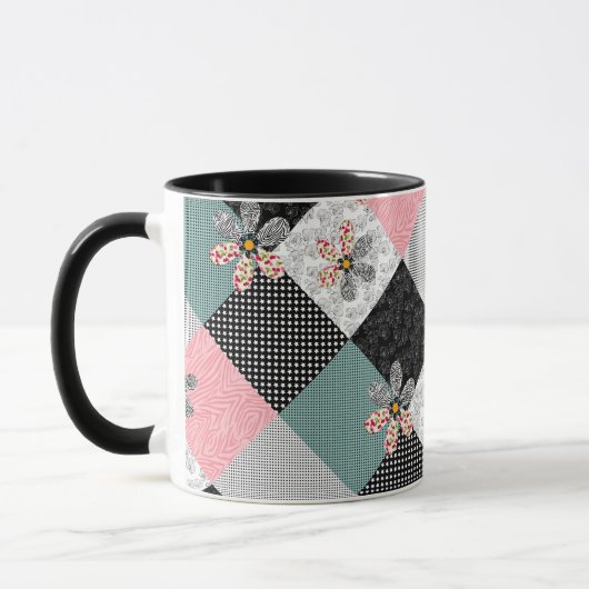 In bonte kleuren patchwork rustiek patroon mok (Links)