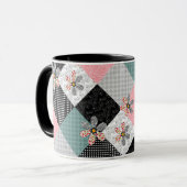 In bonte kleuren patchwork rustiek patroon mok (Voorkant links)