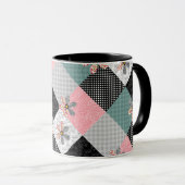 In bonte kleuren patchwork rustiek patroon mok (Voorkant rechts)
