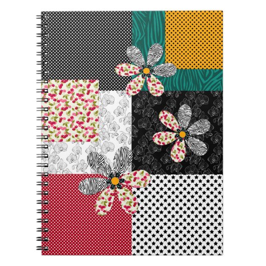 In bonte kleuren patchwork rustiek patroon notitieboek (Voorkant)