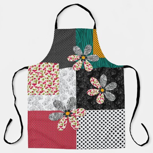 In bonte kleuren patchwork rustiek patroon schort (Voorkant)