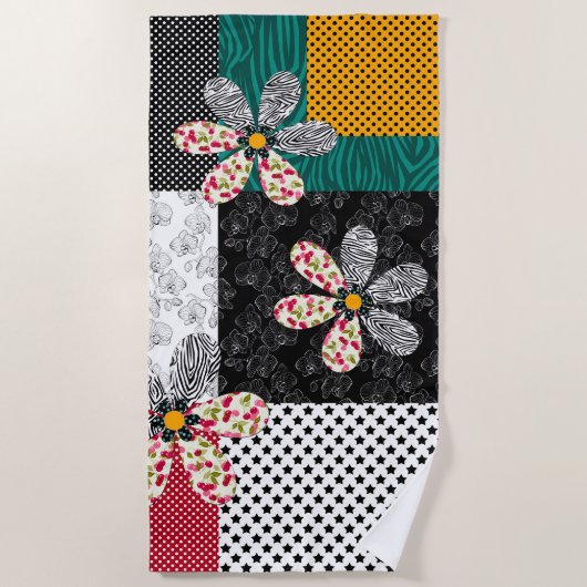 In bonte kleuren patchwork rustiek patroon strandlaken (Voorkant)