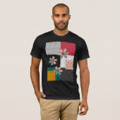 In bonte kleuren patchwork rustiek patroon t-shirt (Voorkant volledig)