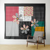 In bonte kleuren patchwork rustiek patroon wandkleed (In Situ (horizontaal))
