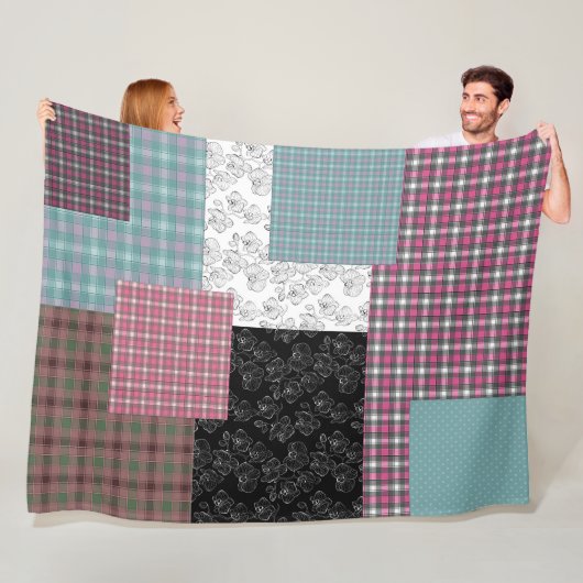 In bonte patchworktinten fleece deken (In situ)