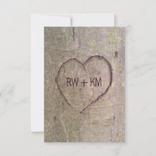 In boom gekerfde hart RSVP-antwoordkaart RSVP Kaartje