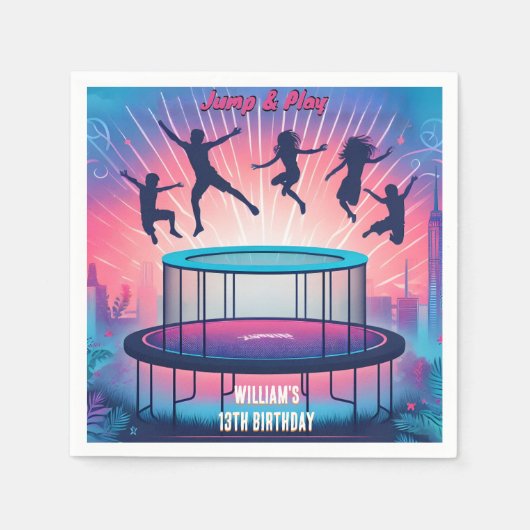in boys kinder coole trampoline Park 13e verjaarda Servet (Voorkant)