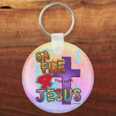 In brand voor Jezus Christelijk kruis Sleutelhanger (Voorkant)