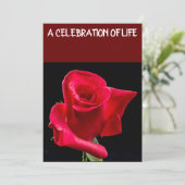 IN CELEBRATIE VAN LEVEN FUNERALE KAARTEN, RODE ROS KAART (Staand voorkant)