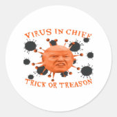 In Chief, Trick or treat, Politieke Anti Halloween Ronde Sticker (Voorkant)