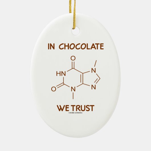 In Chocolate We Trust (Theobromine Molecule) Keramisch Ornament (Achterkant)
