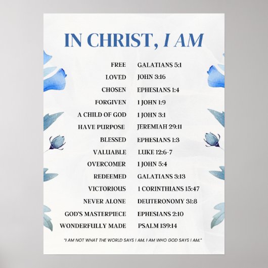 In Christ I Am – Christian Identity Bible Verse Poster (Voorkant)