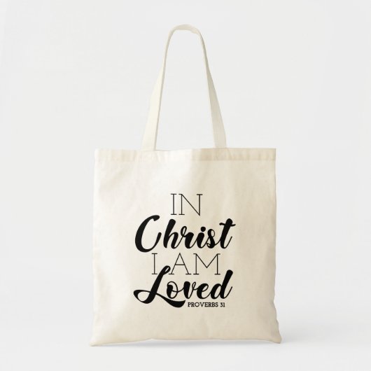 In Christus ben ik geliefde Scriptbeloften Christe Tote Bag (Voorkant)