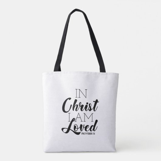 In Christus ben ik geliefde Scriptbeloften Christe Tote Bag (Achterkant)