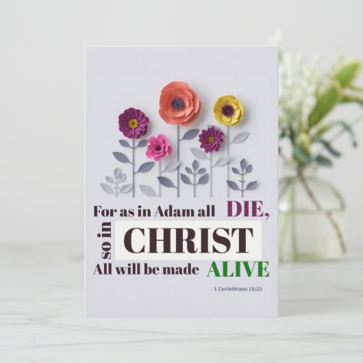 In Christus Leeft Bijbeltekst Christelijke Kaart (Staand voorkant)