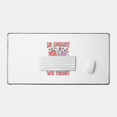 In Christus We Geloof Bloemig Christelijk Vectoron Bureaumat (Keyboard & Muis)