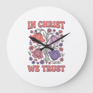 In Christus We Geloof Bloemig Christelijk Vectoron Grote Klok