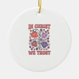 In Christus We Geloof Bloemig Christelijk Vectoron Keramisch Ornament