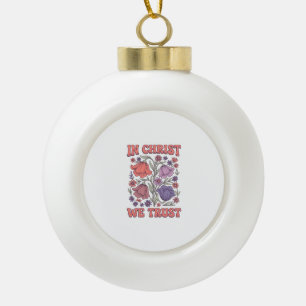 In Christus We Geloof Bloemig Christelijk Vectoron Keramische Bal Ornament