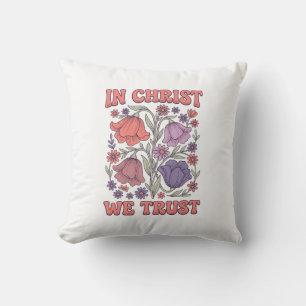 In Christus We Geloof Bloemig Christelijk Vectoron Kussen
