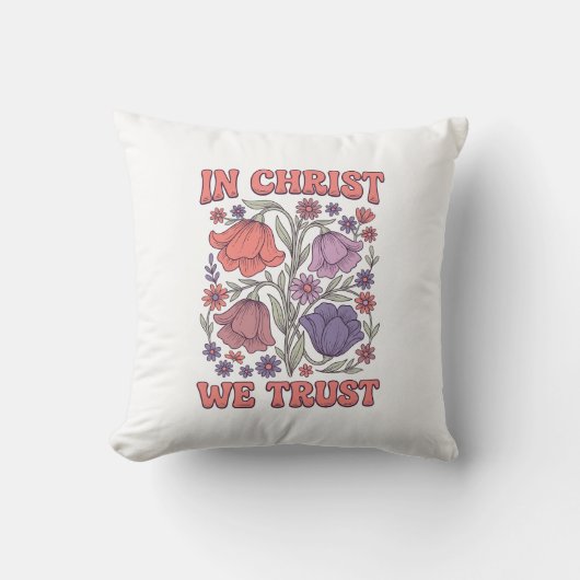 In Christus We Geloof Bloemig Christelijk Vectoron Kussen (Voorkant)