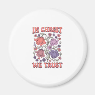 In Christus We Geloof Bloemig Christelijk Vectoron Magneet