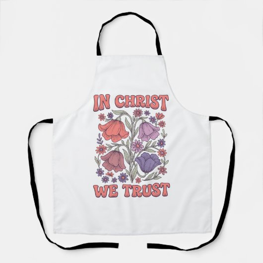 In Christus We Geloof Bloemig Christelijk Vectoron Schort (Voorkant)