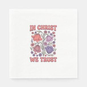 In Christus We Geloof Bloemig Christelijk Vectoron Servet