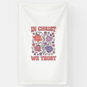 In Christus We Geloof Bloemig Christelijk Vectoron Spandoek (Verticaal)