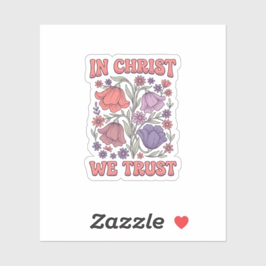 In Christus We Geloof Bloemig Christelijk Vectoron Sticker (Vel)