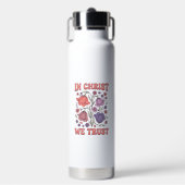 In Christus We Geloof Bloemig Christelijk Vectoron Waterfles (Voorkant)