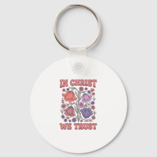 In Christus We Geloof Bloemige Christelijke Vector Sleutelhanger