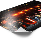 In concert optredende achterhoofdfolkband foto afdruk (Hoek)