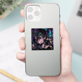 In Contact | Anime Meisje & Kat Sticker (Telefoon)