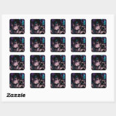 In Contact | Anime Meisje & Kat Vierkante Sticker (Vel)