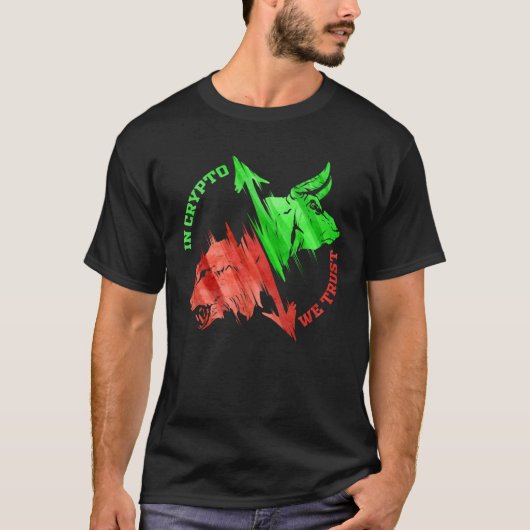 In Crypto vertrouwen we Cryptocurrency Trading Bul T-shirt (Voorkant)