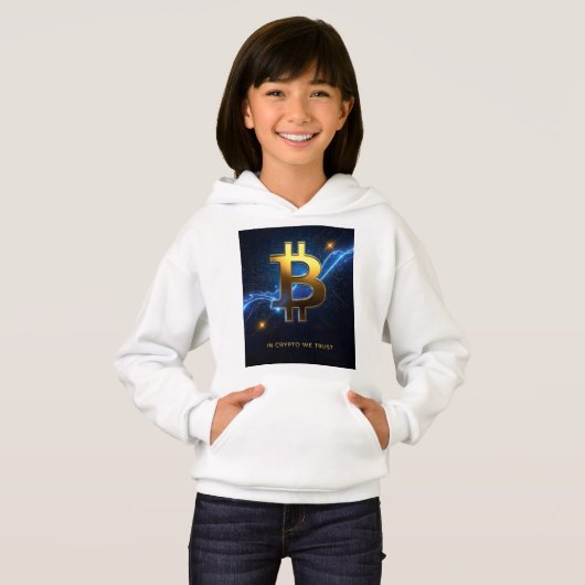 In Crypto We Trust Kids Bitcoin Hoodie (Voorkant volledig)