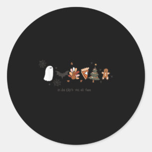 In Da Clerb We All Fam Halloween Thanksgiving Kers Ronde Sticker