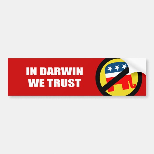 In Darwin vertrouwen we Bumpersticker (Voorkant)