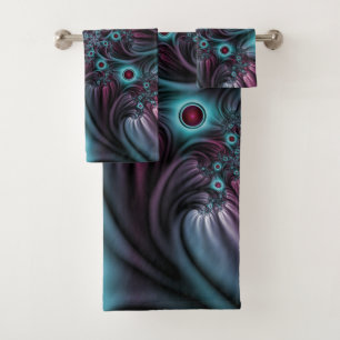 In de Abstracte fractale diepte van de Blauw Roze Bad Handdoek