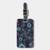 In de Abstracte fractale diepte van de Blauw Roze Bagagelabel (Voorkant verticaal)
