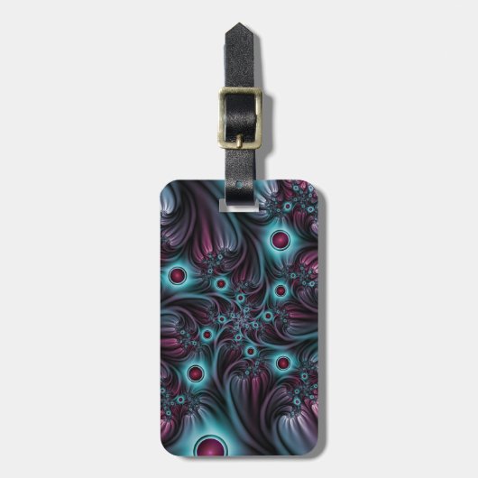 In de Abstracte fractale diepte van de Blauw Roze Bagagelabel (Voorkant verticaal)