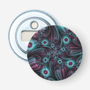 In de Abstracte fractale diepte van de Blauw Roze Button Flesopener