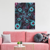In de Abstracte fractale diepte van de Blauw Roze Canvas Afdruk (Insitu (Woonkamer))